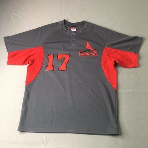 St. Louis Cardinals Baseball Mens Shirt Red Gray Small Casual Alleson Athletic